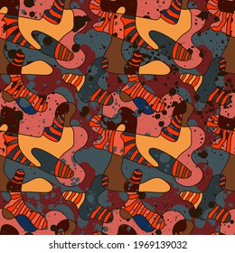 Psychedelic abstract colorful unusual seamless pattern