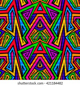 Psychedelic abstract geometric seamless pattern.
