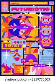 Psychedelic abstract groovy poster acid. landscapes of space and the future, hipster cartoon style of the 90s. doodle lines and retro stars