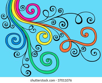 Psychedelic Abstract Groovy Swirls Vector Illustration