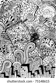 psychedelic abstract hand-drawn doodles background