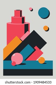 Ilustración de resumen psicodélico, formas geométricas Colores vintage