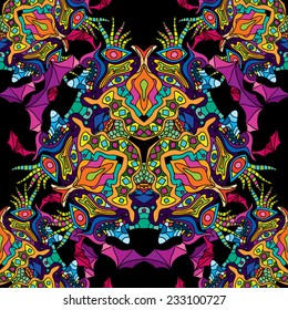 Psychedelic abstract kaleidoscopic seamless pattern vector illustration