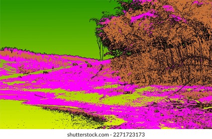 psychedelic abstract landscape vector background