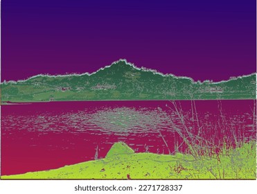 psychedelic abstract landscape vector background