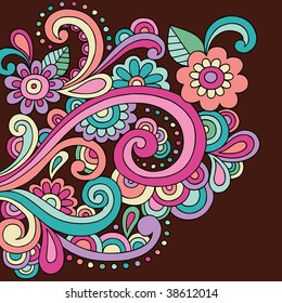 Psychedelic Abstract Paisley Doodle Vector Illustration