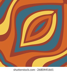 Um Padrão Psicodélico Abstrato Apresentando Curvas Fluxantes em Tons de Terra e Teal