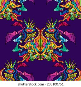 Psychedelic abstract shaman vision seamless pattern vector illustration