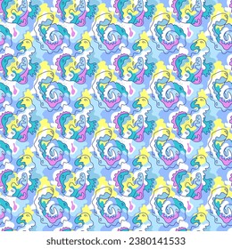 Psychedelic abstract unique seamless artwork with abstract colorful patterns