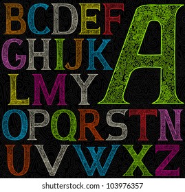 psychedelic acid color alphabet