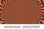 Psychedelic Acid Trip Vector Unusual Creative Black Orange Colors Abstract Background. Radial Crazy Structure Bizarre Abstraction Wide Wallpaper. Mushroom Hallucination Effect Trippy Art Illustration