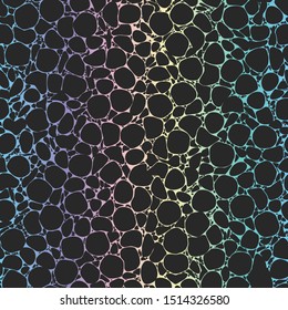 Psychedelic animal skin print variegated holographic pearlescent opalescent geometric seamless repeat vector pattern swatch.