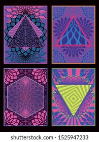 Psychedelic Art Background, Cover Template 1960s, 1970s Style 
