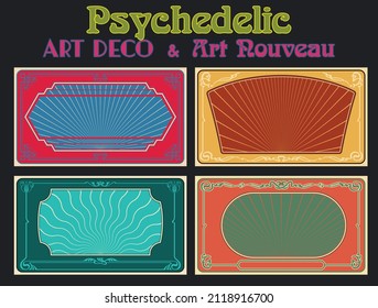 Psychedelic Art Deco and Art Nouveau Style Backgrounds and Borders, Psychedelic Colors