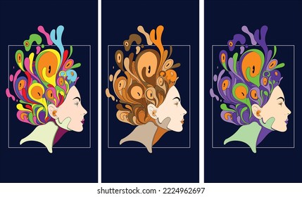 arte psicodélico mujer robot rostro con colorido para papel pintado, afiche, gran post, banner y medios impresos