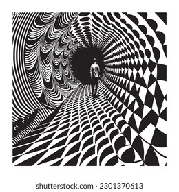 Arte psicodélico, patrones intrincados en blanco y negro
