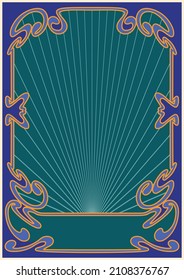 Psychedelic Art Nouveau Frame, Decorative Border, Template For Posters, Covers