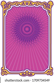 Psychedelic Art Poster Template Art Nouveau Style Frame, Psychedelic Rock Album Cover Stylization