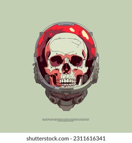 The Psychedelic astronaut zombie head vector art illustrations combine cosmic elements and macabre details. They offer a visually captivating and surreal representation of the undead in space