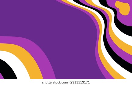 Psychedelic background 70s hippie groovy wavy style pattern. Vector illustration