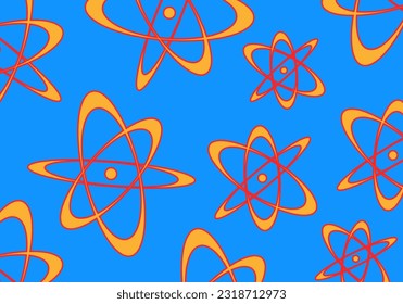 psychedelic background with atom pattern. groovy hippie 70s background. Vector illustration