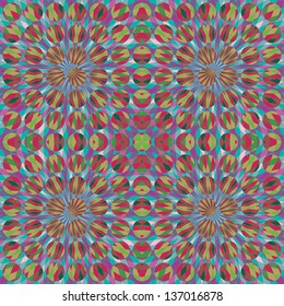 Psychedelic background. Colorful circles and rays. Vector illustration EPS10