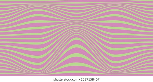 Psychedelic Background With Curved Lines in Neon Pink and Green. A vibrant and dynamic abstract design featuring curving neon pink and green lines forming a psychedelic wave pattern.