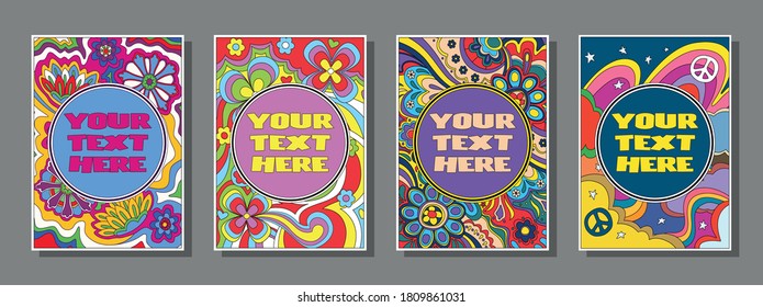 Psychedelic Background Poster Templates 1960s Style