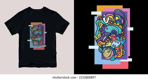 psychedelic background t-shirt stylish and clothing printable trendy tshirt design. print, industrial products. global swatch.