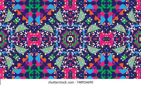psychedelic background. vector repeating pattern colorful and festive. doodled pattern for background, decoration, fabric and textile. 