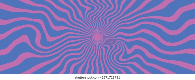 Psychedelic background with wavy pink and blue lines. The background features vibrant pink and blue colors in a hypnotic pattern. Psychedelic pattern background vector. Blue background.