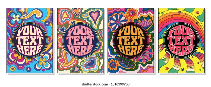 Psychedelic Backgrounds, Covert, Poster Templates Hippie Art Style from the 1960s