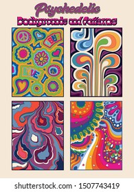 Psychedelic Backgrounds and Patterns, 1960s Hippie Art Style 