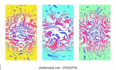 Antecedentes psicodélicos para afiches y diseños de portadas. Superficie dinámica de riego, ilusión, curvatura. Resumen de plantillas de fluidos artísticos