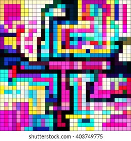 psychedelic beautiful small colored pixels seamless pattern