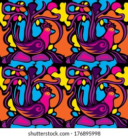 Psychedelic bird texture vector illustration