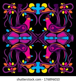 Psychedelic bird texture vector illustration