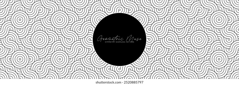 Fondo geométrico asiático Abstractas blanco y negro psicodélico del patrón inconsútil del mandala