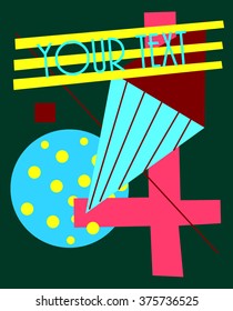 psychedelic bright color poster geometric elements, fancy background. background for your text