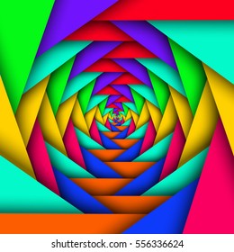Psychedelic Bright Rainbow Spiral Vector Background