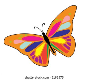 psychedelic butterfly.  Fully editable vector.