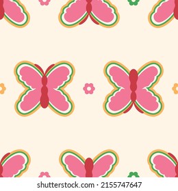 Psychedelic Butterfly Retro Burst Fun Funky Retro Y2K 70s 90s Fashion Seamless Repeat Pattern