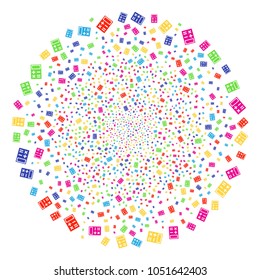 Psychedelic Calculator burst cluster. Vector cluster explosion combined from scatter calculator items. Bright Vector illustration.