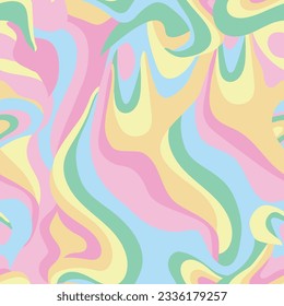 Psychedelic Camouflage Wavy Liquid Tie Dye Marble pattern print for kids. Retro-style liquid groovy background. Colorful marbled texture.