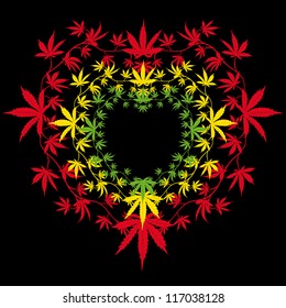 Psychedelic cannabis heart vector design