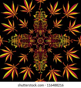 Psychedelic cannabis ornament vector design