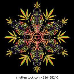 Psychedelic cannabis ornament vector design