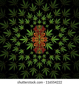 Psychedelic cannabis ornament vector design
