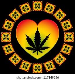 Psychedelic cannabis ornament vector design