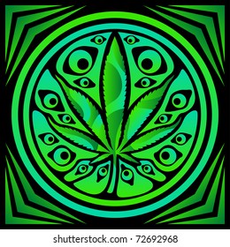 Psychedelic cannabis vector sign